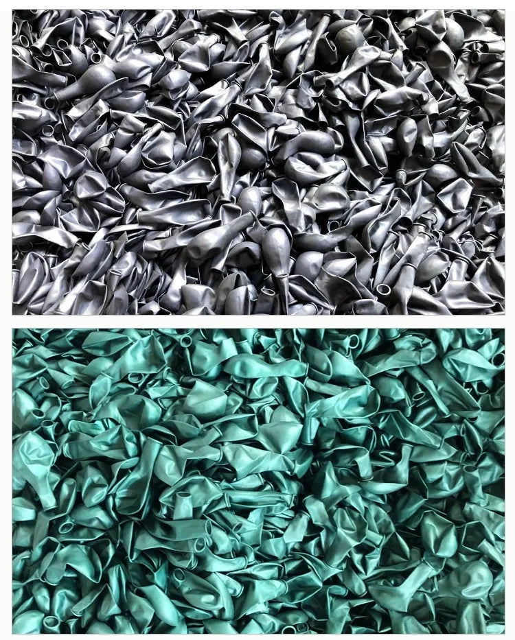 40 Pcs Blue Set Agate Marble Balloons Silver Confetti Balloon Wedding Valentine's Day Baby Shower Birthday Party Decorations