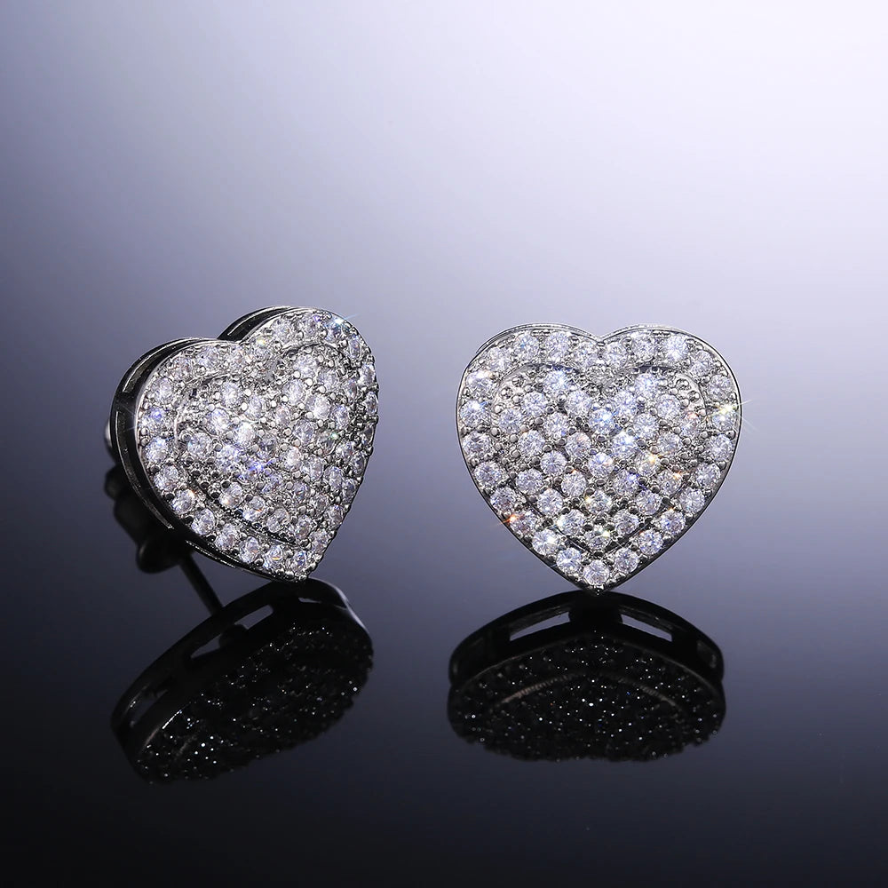 Classic Design Dazzling Heart Stud Earrings for Women High Quality Romantic Female Accessories Timeless Styling Jewelry