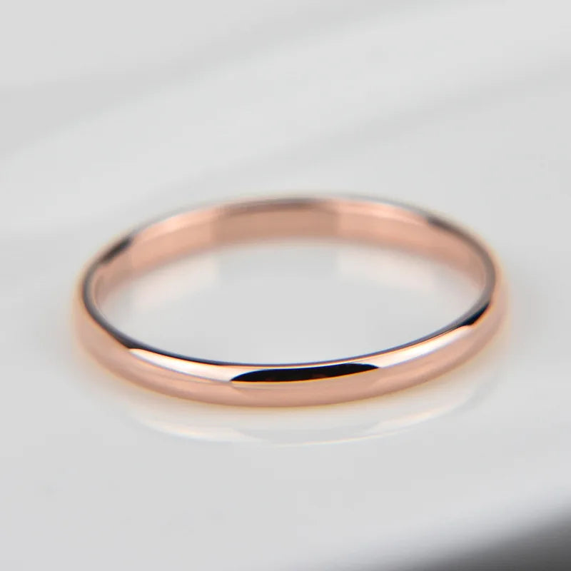 2mm Stainless Steel Thin Ring Rose Gold Black For Women Men Minimalist Jewelry Party Simple Fashion Gift Size 3 To 10