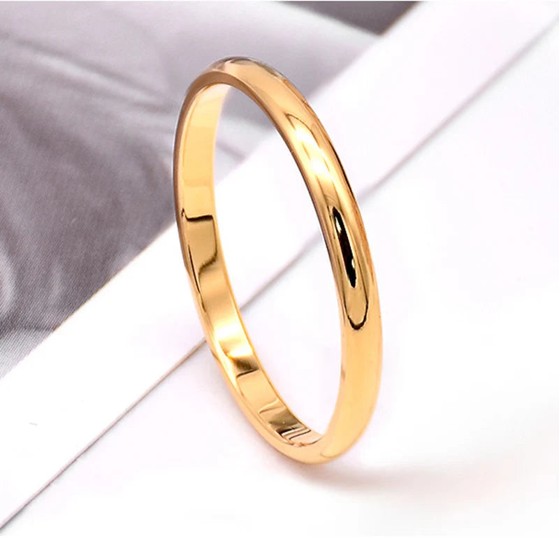 2mm Stainless Steel Thin Ring Rose Gold Black For Women Men Minimalist Jewelry Party Simple Fashion Gift Size 3 To 10