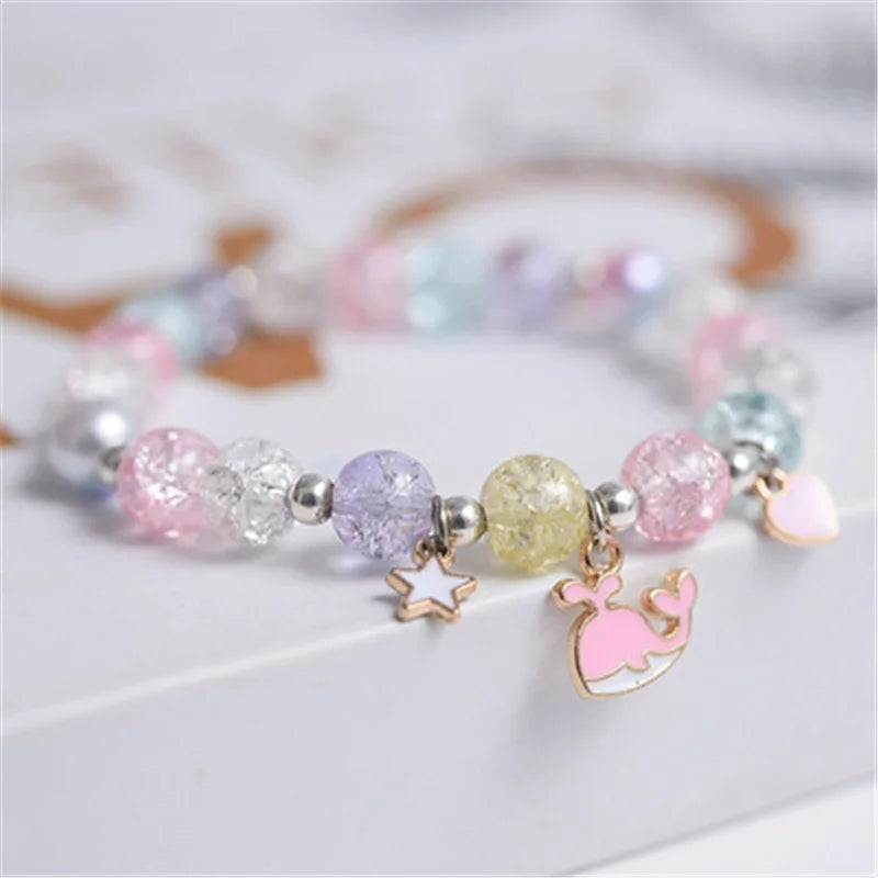 Makersland Cute Popcorn beads Bracelet Friendship Glass Bracelets For Girls Star Moon Cloud Flower Jewelry Accessories Wholesale