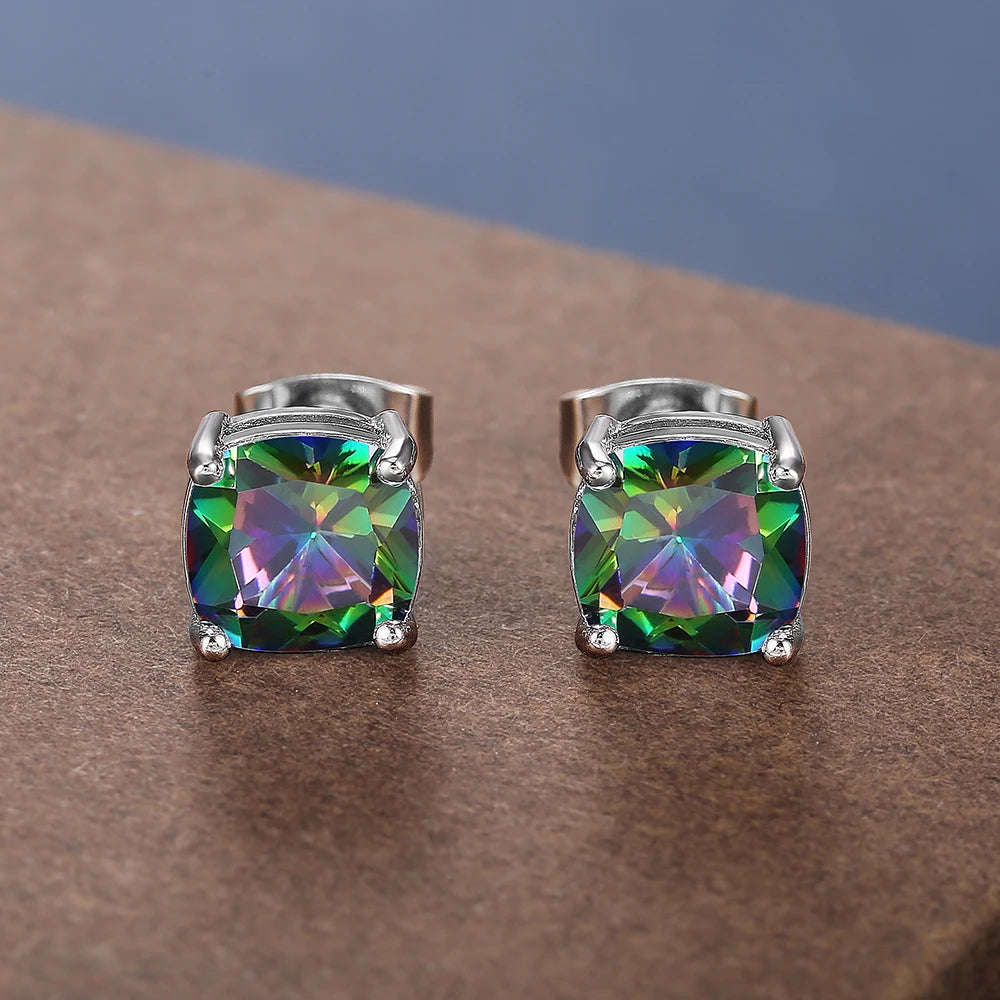 Luxury Solitaire Cubic Zirconia Stud Earrings 5 Colors Dazzling CZ Simple Versatile Women Wedding Band Earring Jewelry