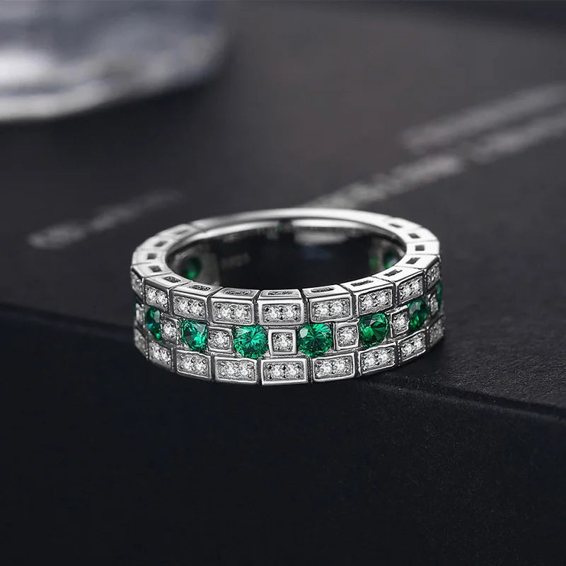Luxury Green CZ Wedding Bands Female Rings Simple and Elegant Lady Accessories Anniversary Party Ring Gift Trendy Jewelry