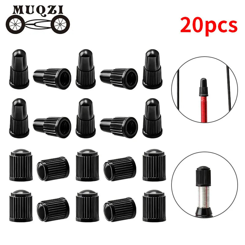 MUQZI 20PCS Bike Tire Valve Caps Presta Schrader Tubeless Rim Valve Dust Stem Covers MTB Road Bicycle Accessories