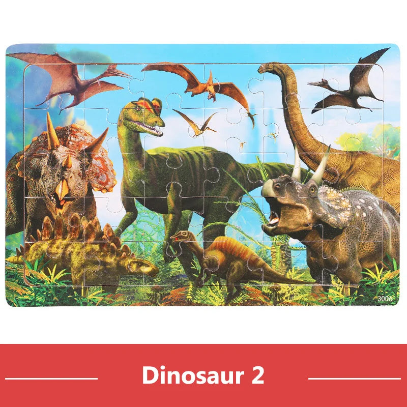 30 Pieces Wooden 3d Puzzles Cartoon Animal Jigsaw Puzzle Board Game Preschool Montessori Educational Toys For Children