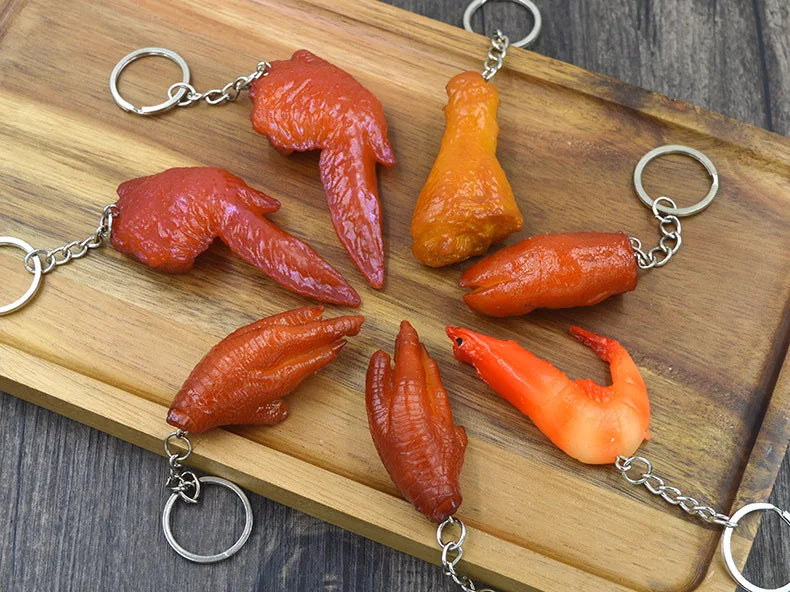 Creative Simulation Food Keychain PVC Model Gift Keychain Soft Glue Fake Braised Pork Belly Roasted Chicken Keychain K4230