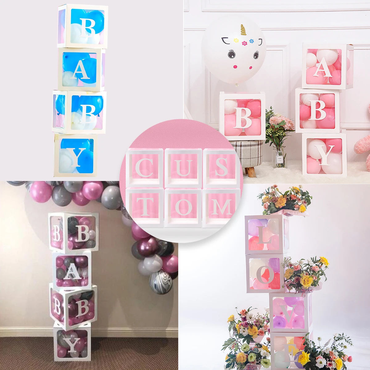 Letter Balloon Box First 1st Birthday Party Decor Kids Girl Boy Baby Shower One 1 Year Old birthday Decor Wedding Party Supplies