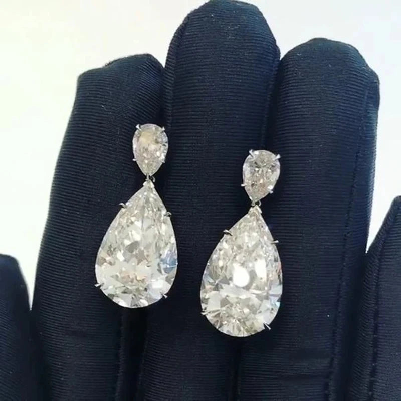 Simple and Elegant Dangle Earrings for Women Crystal Teardrop Cubic Zirconia Luxury Bride Wedding Earrings Trendy Jewelry