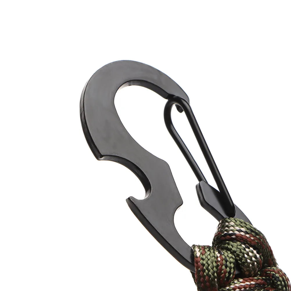 Outdoor Keychain Ring Camping Carabiner Military Paracord Cord Rope Camping Survival Kit Emergency Knot Bottle Opener Tools