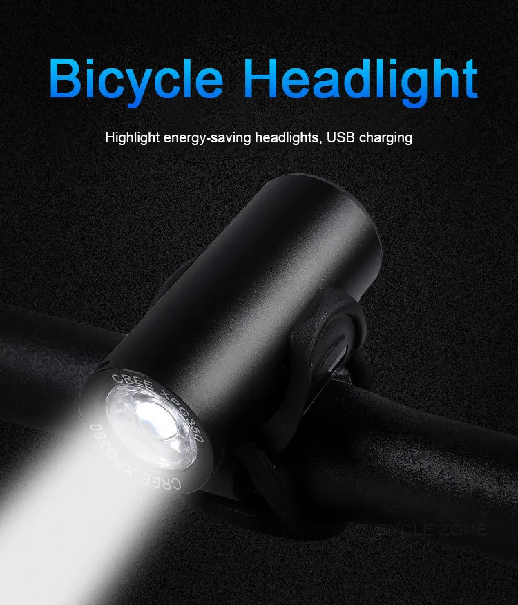 XPG LED Bike Light USB Rechargeable 350 Lumens MTB Front Light Waterproof Bicycle Mountain Headlight Cycling Flashlight Lamp