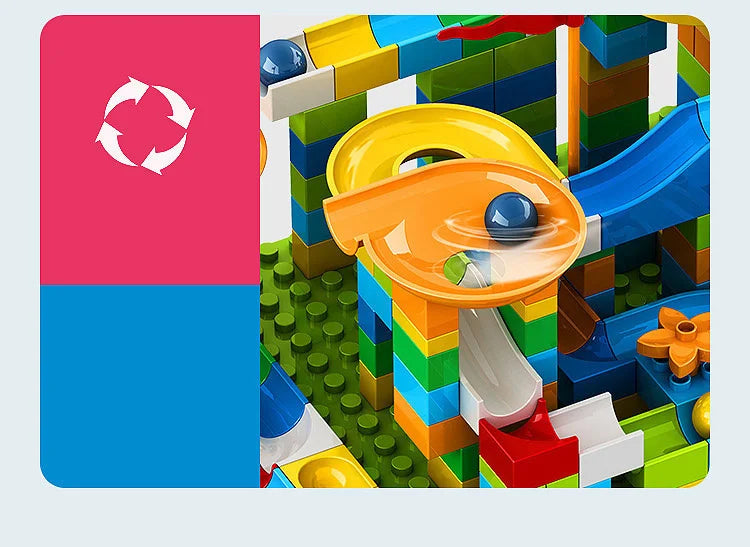 86-344pcs Marble Race Run Block Big Size Building Blocks Maze Ball Funnel Slide Blocks Creative Bricks Assemble Toys for Kids