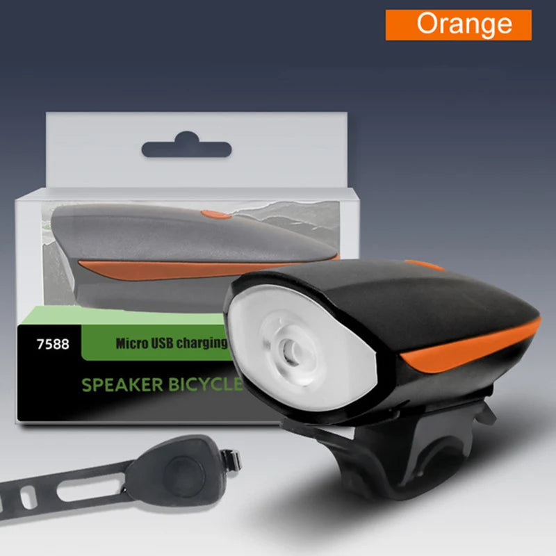 Bicycle Light with Horn USB Rechargeable LED Waterproof MTB Bike Dark Night Outdoor Riding Headlight and Rear Bike Light Set