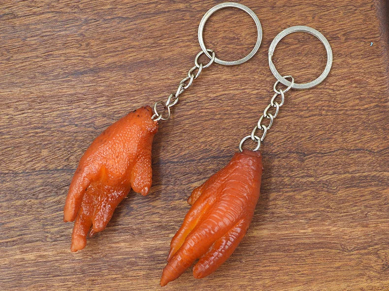 Creative Simulation Food Keychain PVC Model Gift Keychain Soft Glue Fake Braised Pork Belly Roasted Chicken Keychain K4230