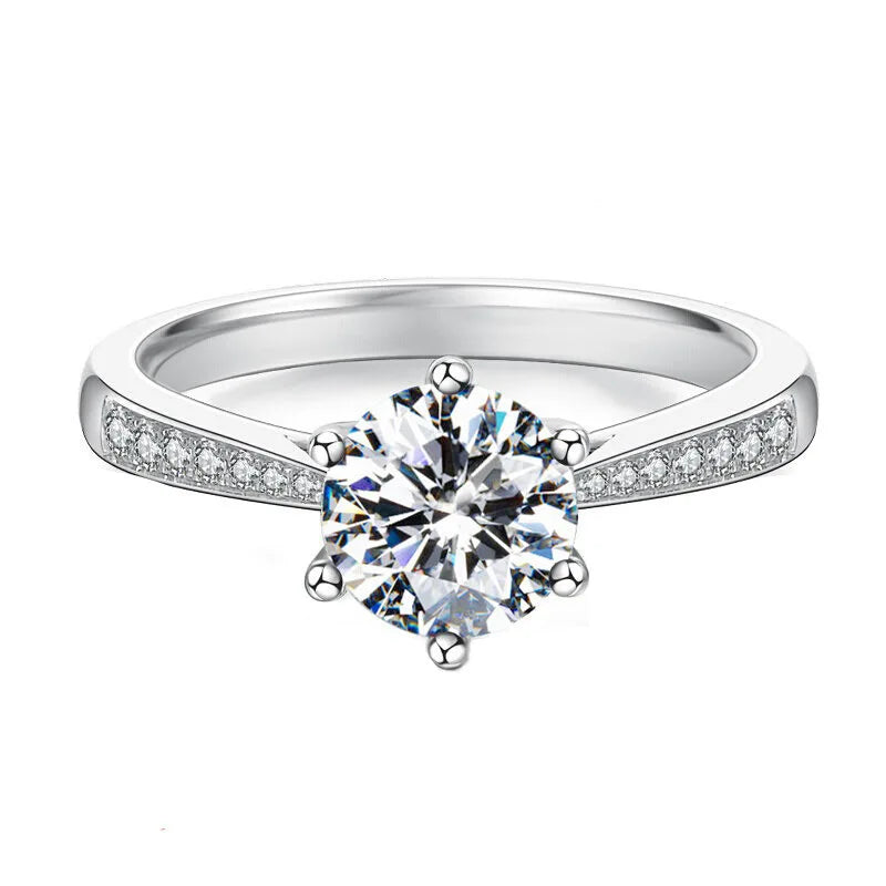 925 Sterling Silver Zircon Adjustable Women's Engagement Ring Wedding Fashion Jewelry Accessories