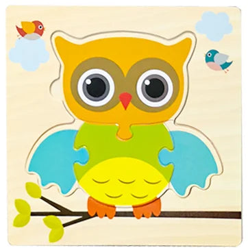 Baby Wooden Toys 3D Puzzle Cartoon Animal Intelligence Jigsaw Puzzle Shape Matching Montessori Toys For Children Gifts