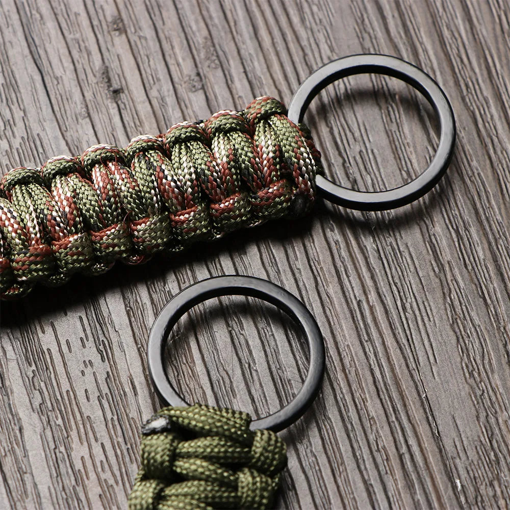 Outdoor Keychain Ring Camping Carabiner Military Paracord Cord Rope Camping Survival Kit Emergency Knot Bottle Opener Tools
