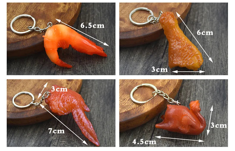 Creative Simulation Food Keychain PVC Model Gift Keychain Soft Glue Fake Braised Pork Belly Roasted Chicken Keychain K4230