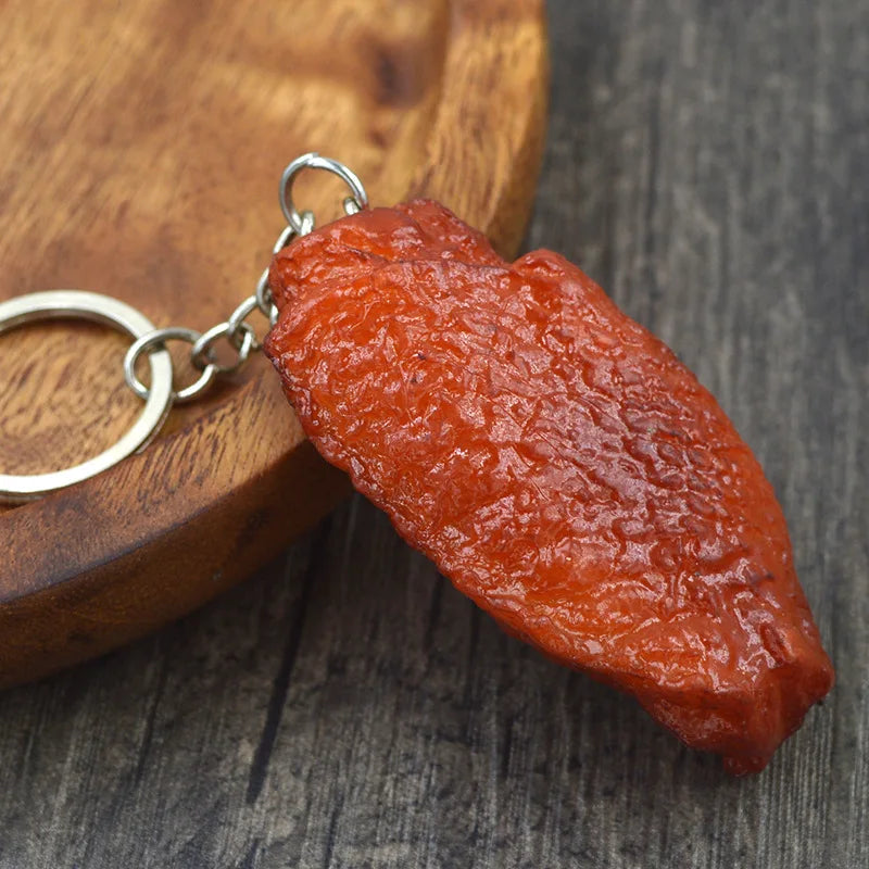 Creative Simulation Food Keychain PVC Model Gift Keychain Soft Glue Fake Braised Pork Belly Roasted Chicken Keychain K4230