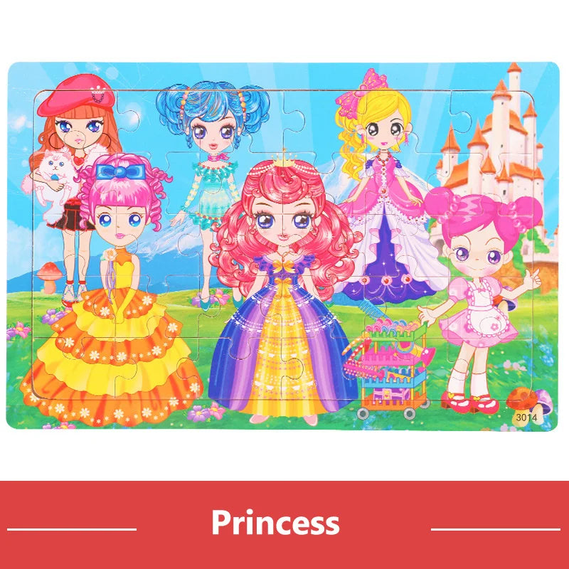 30 Pieces Wooden 3d Puzzles Cartoon Animal Jigsaw Puzzle Board Game Preschool Montessori Educational Toys For Children