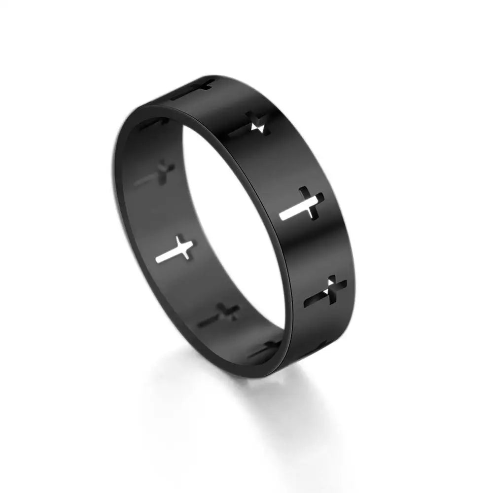 Cross Men's Ring Women Supernatural Jesus Stainless Steel Engagement Couple Rings Jewelry Anniversary Gifts