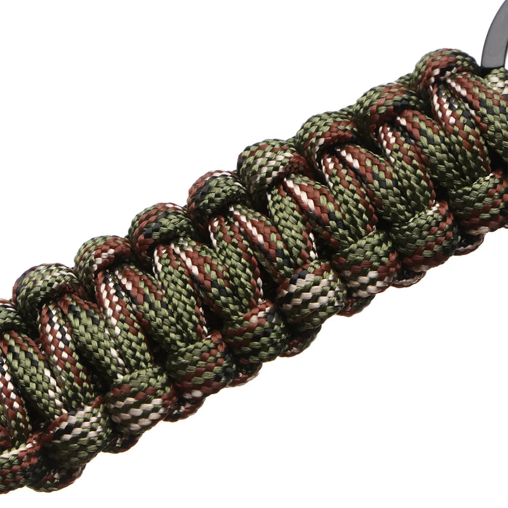 Outdoor Keychain Ring Camping Carabiner Military Paracord Cord Rope Camping Survival Kit Emergency Knot Bottle Opener Tools