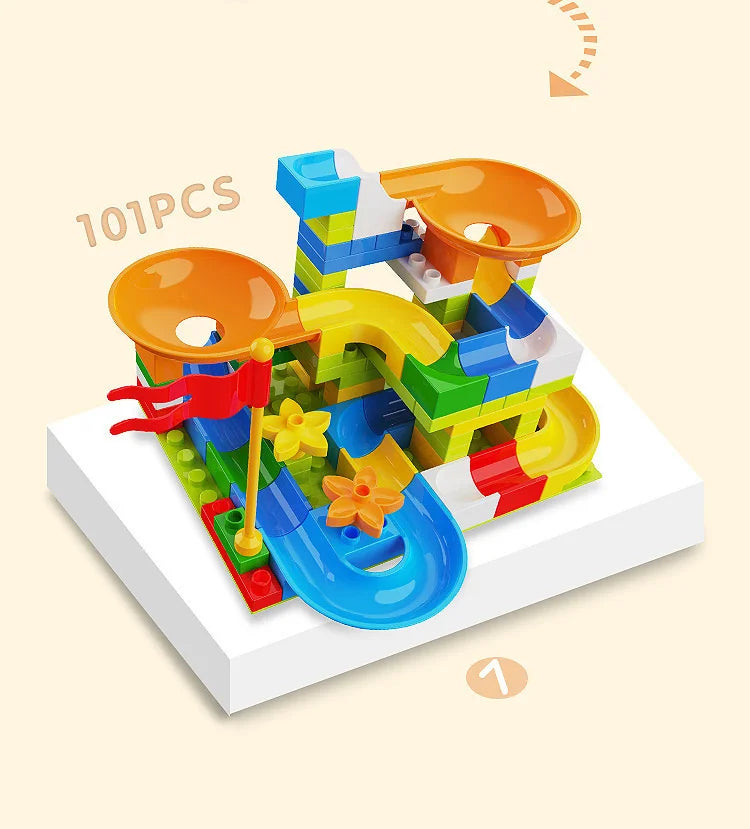 86-344pcs Marble Race Run Block Big Size Building Blocks Maze Ball Funnel Slide Blocks Creative Bricks Assemble Toys for Kids