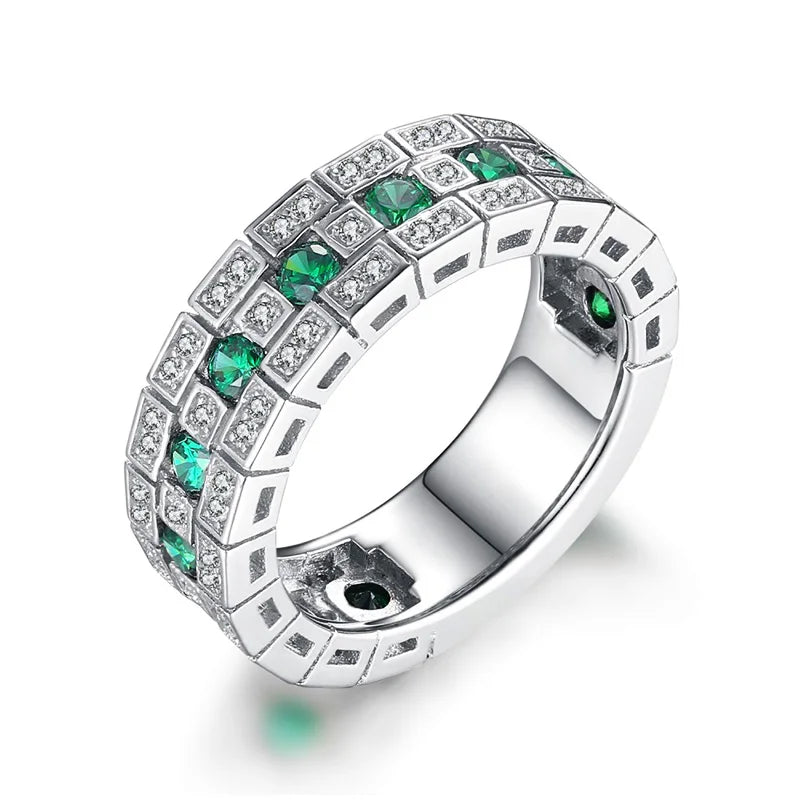 Luxury Green CZ Wedding Bands Female Rings Simple and Elegant Lady Accessories Anniversary Party Ring Gift Trendy Jewelry