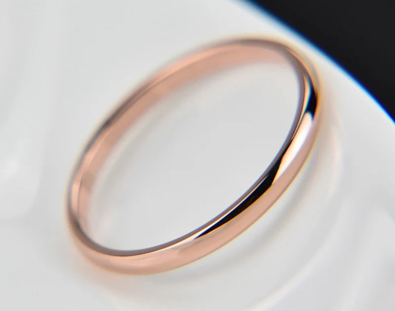 2mm Stainless Steel Thin Ring Rose Gold Black For Women Men Minimalist Jewelry Party Simple Fashion Gift Size 3 To 10