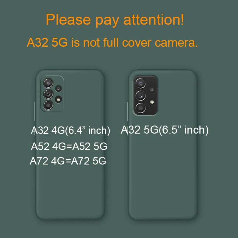 New Upgrade Camera Protector Liquid Silicone Phone Case For Samsung Galaxy A52 A72 A32 4G 5G A53 Original Back Cover Cases