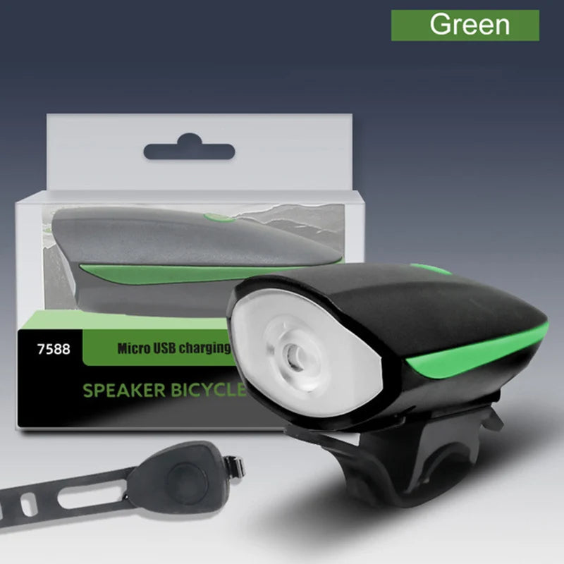 Bicycle Light with Horn USB Rechargeable LED Waterproof MTB Bike Dark Night Outdoor Riding Headlight and Rear Bike Light Set