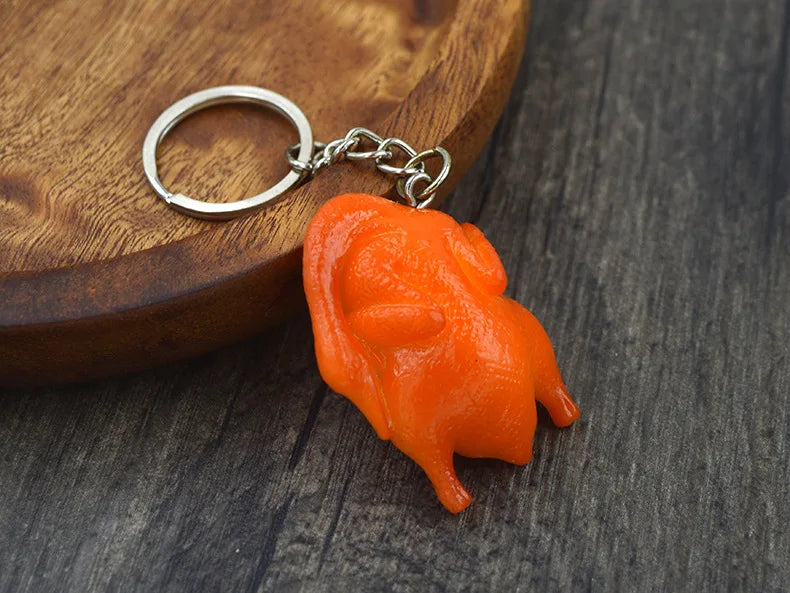 Creative Simulation Food Keychain PVC Model Gift Keychain Soft Glue Fake Braised Pork Belly Roasted Chicken Keychain K4230