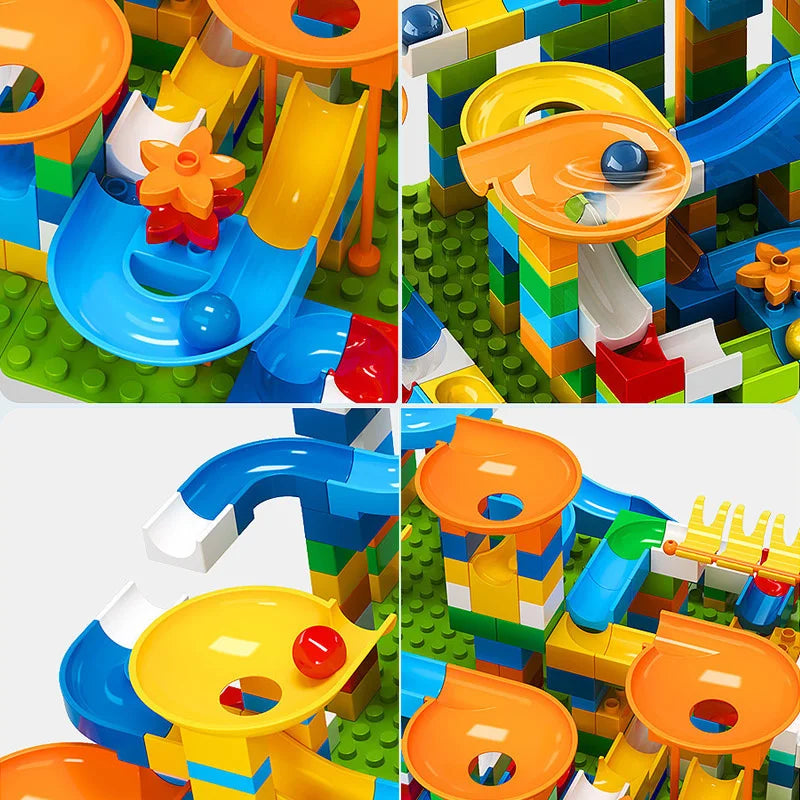 86-344pcs Marble Race Run Block Big Size Building Blocks Maze Ball Funnel Slide Blocks Creative Bricks Assemble Toys for Kids