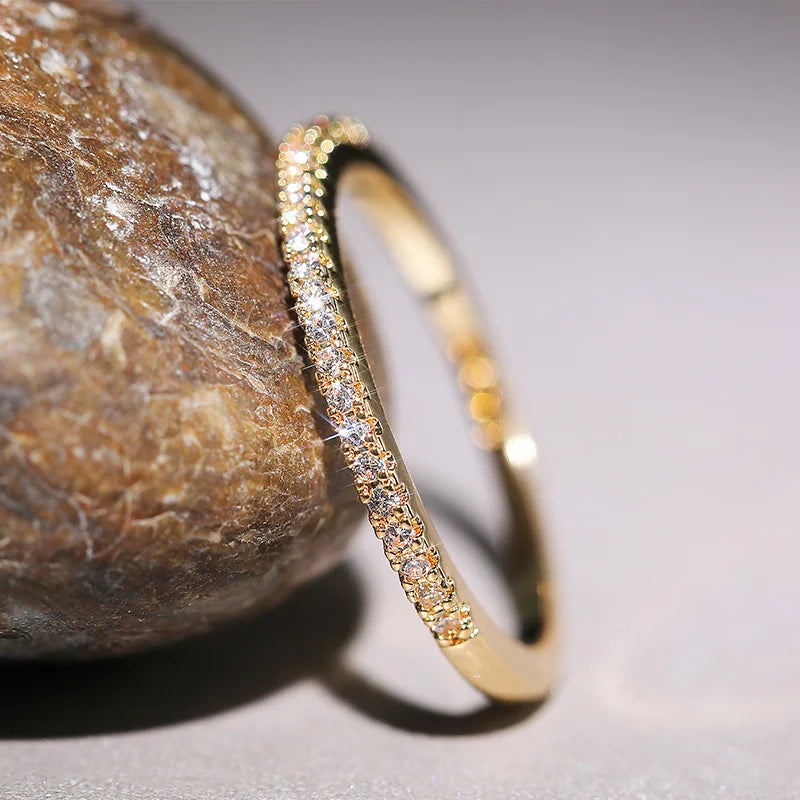 New 2020 Minimalist Thin Rings for Women Wedding Brilliant Cubic Zircon High Quality Versatile Female Finger Ring Jewelry