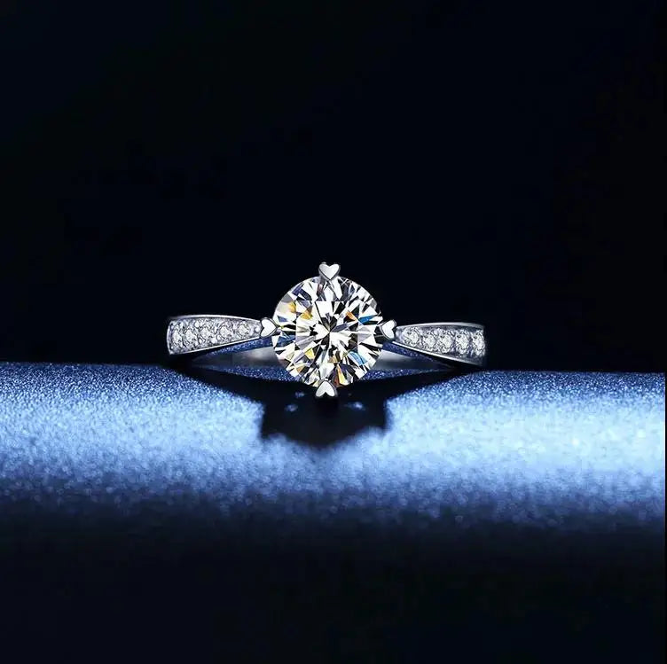 925 Sterling Silver Zircon Adjustable Women's Engagement Ring Wedding Fashion Jewelry Accessories