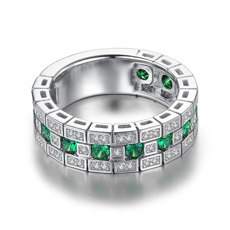 Luxury Green CZ Wedding Bands Female Rings Simple and Elegant Lady Accessories Anniversary Party Ring Gift Trendy Jewelry