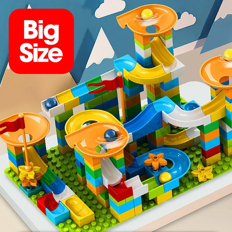 86-344pcs Marble Race Run Block Big Size Building Blocks Maze Ball Funnel Slide Blocks Creative Bricks Assemble Toys for Kids