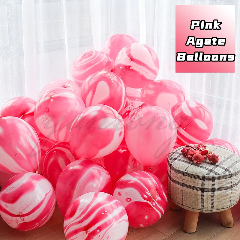 40 Pcs Blue Set Agate Marble Balloons Silver Confetti Balloon Wedding Valentine's Day Baby Shower Birthday Party Decorations