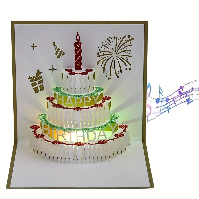 Musical Birthday Greeting Cards 3D Pop Up Gift Card with Led Music Gift Cards with Envelope Wedding Decorations for Tables