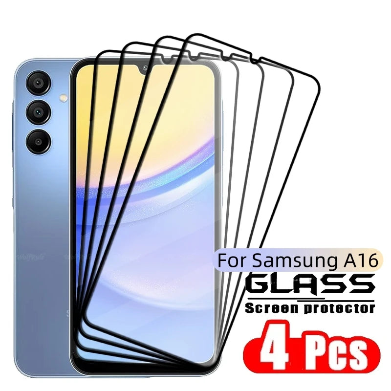 4PCS Full Cover Glass For Samsung A16 Glass Samsung Galaxy A16 Tempered Glass HD 9H Cover For Screen Protector Samsung A16 A 16