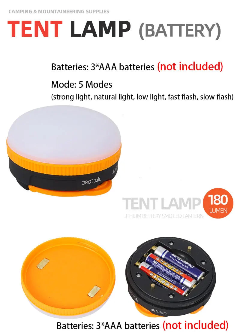 LED Lantern Portable Camping Light 3 Lighting Modes Camplights Hanging Rechargeable Outdoor Tent Home Emergency Lamp with Magnet