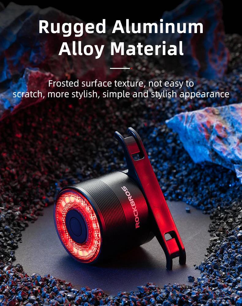 ROCKBROS Smart Brake Bicycle Tail Light MTB Road Seatpost Saddle Bike Rear Light Waterproof USB Charging Cycling Taillight