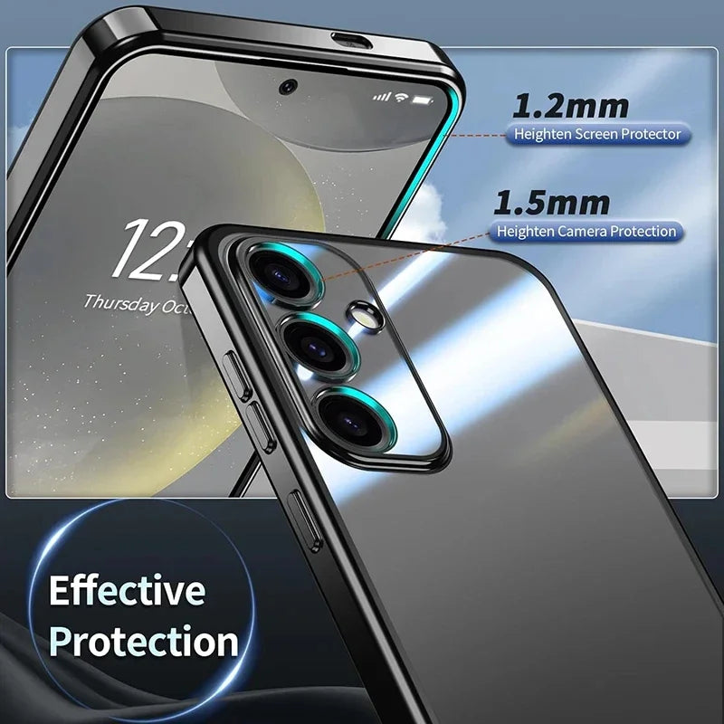 Luxury Glitter Plating Silicone Soft Case For Samsung Galaxy S25 S24 S23 FE Plus Ultra Transparent Clear Shockproof Back Cover