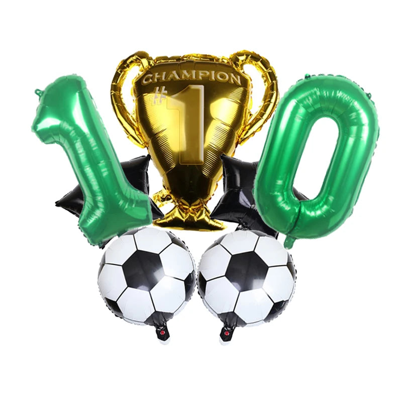32inch Green Digital Number Foil Ballon Trophy Football Helium Balloons Kids Gifts Birthday Party Football theme Decoration