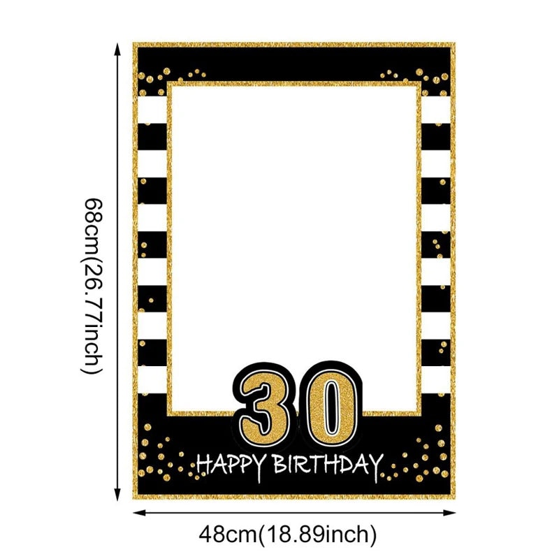 Birthday Photo Booth Frame Props ONE Year Old Birthday Party Decorations Adult Photo Booth Props 1/16/21/25/30/40/50/60th