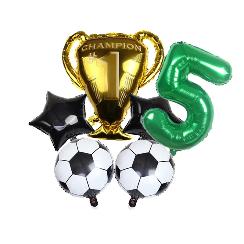 32inch Green Digital Number Foil Ballon Trophy Football Helium Balloons Kids Gifts Birthday Party Football theme Decoration