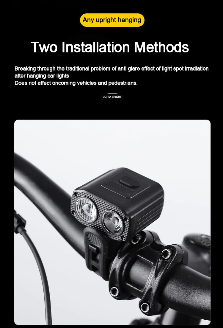 2024 NEW Night Cycling Safety Bicycle Light Bike USB Charge MTB Flashlight Bicycle Headlight for Cycling Bicycle Front Lamp