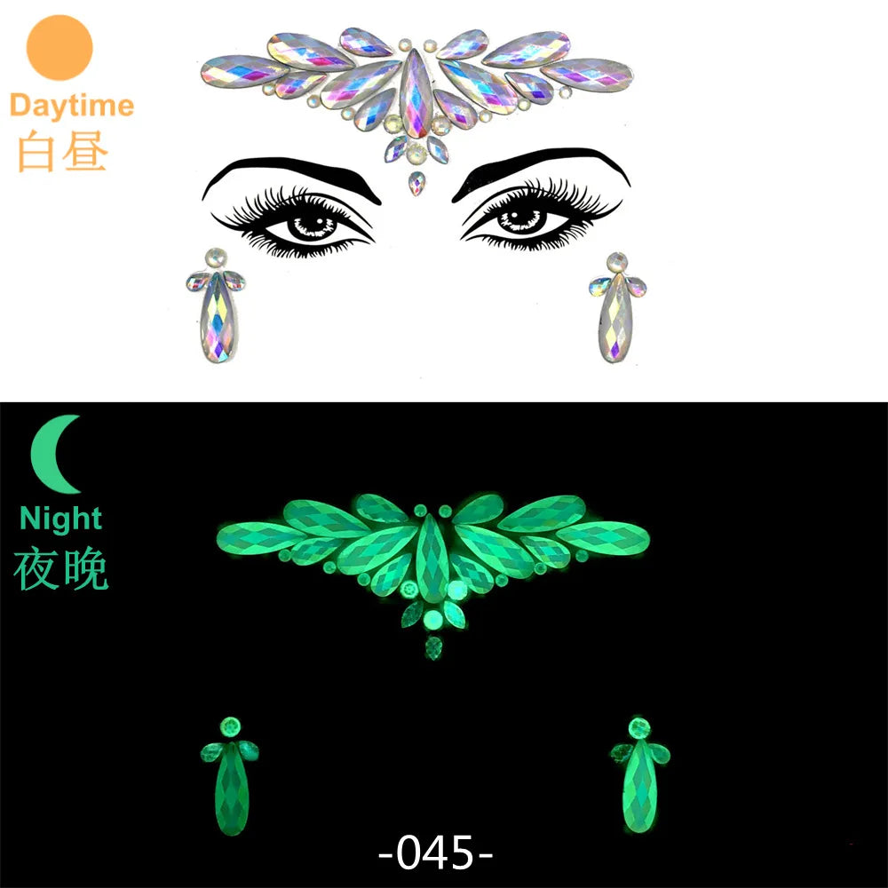 3D Rhinestone Bright Face stickers for festival Glitter Makeup Jewelry Sticker on Face crystals Gems jewels diamonds decoration