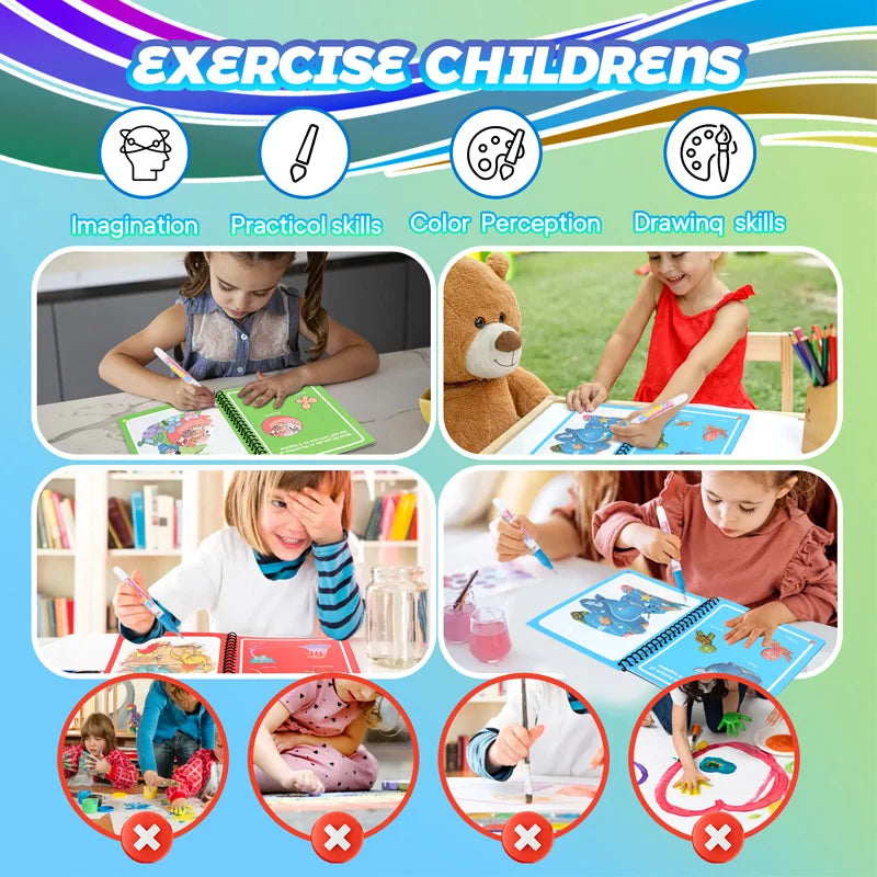 Montessori Toys Magic Water Drawing Book Kids Educational Games Paintings Children Coloring for Babies From 1 Year to 3 Toys