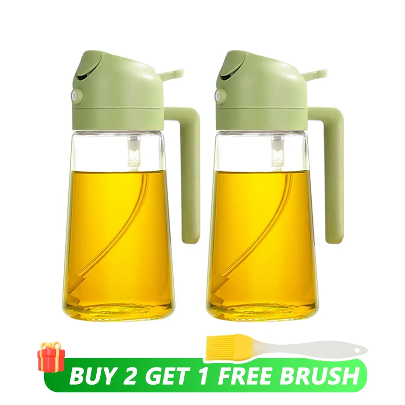 500mL Oil Empty Bottle 2in1 Sprayer & Pourer Plastic Oil Container Kitchen Cooking Oil Dispenser Vaporizer Cruet for Camping BBQ