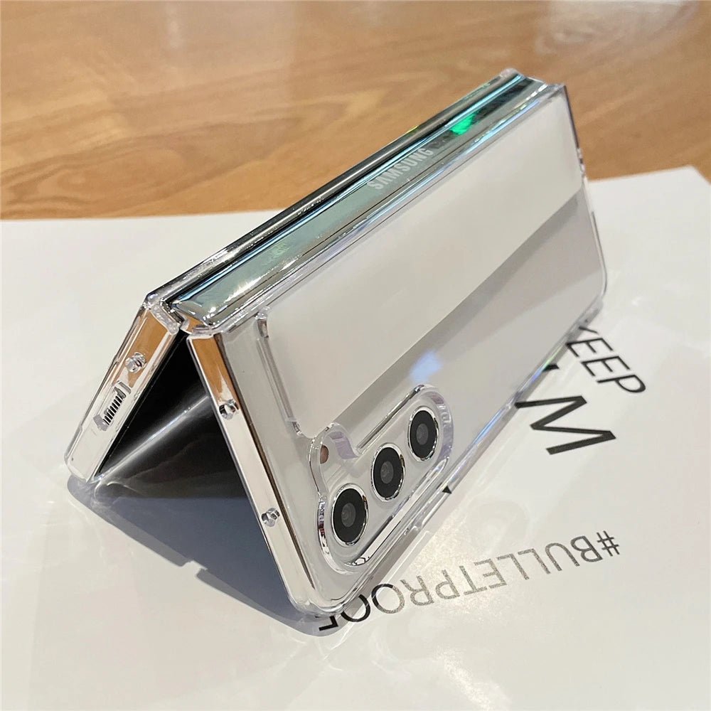 Luxury Soft Silicone Wrist Strap Bracket Phone Case For Samsung Galaxy Z Fold 6 5 4 3 ZFold 3 Cases Ultra Thin Matte Hard Cover